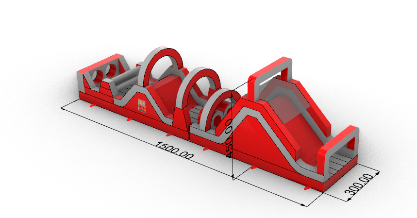 Fire Engine Red Inflatable Obstacle Course