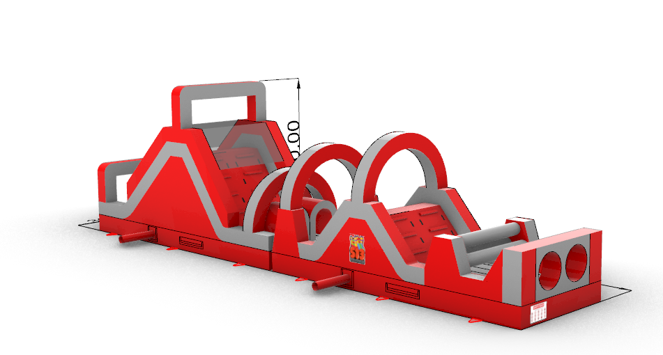 Fire Engine Red Inflatable Obstacle Course