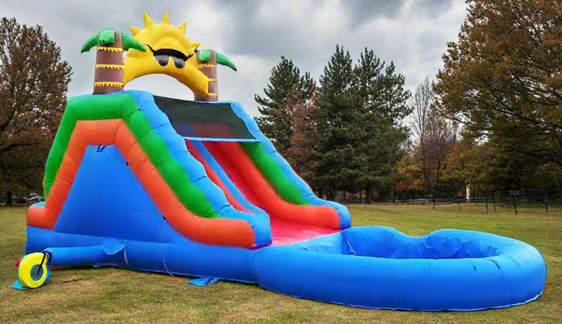 Inflatable Sun Double Slide With Pool