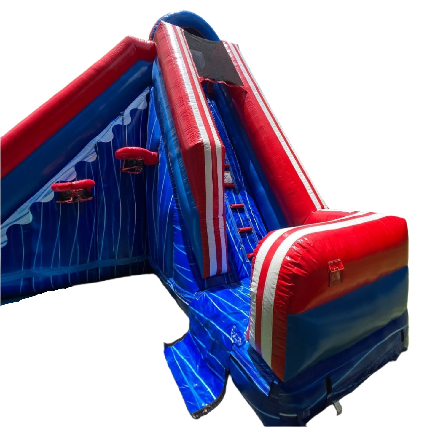 Double Lane Inflatable Water Slide With Side Steps & Basketball Hoops
