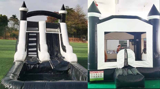 2 Pack Black White Bounce House & Water Slide