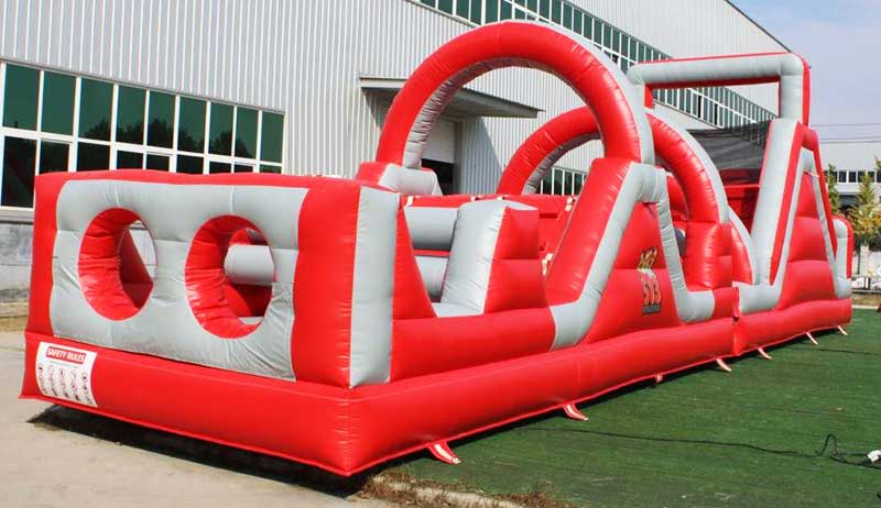 Fire Engine Red Inflatable Obstacle Course