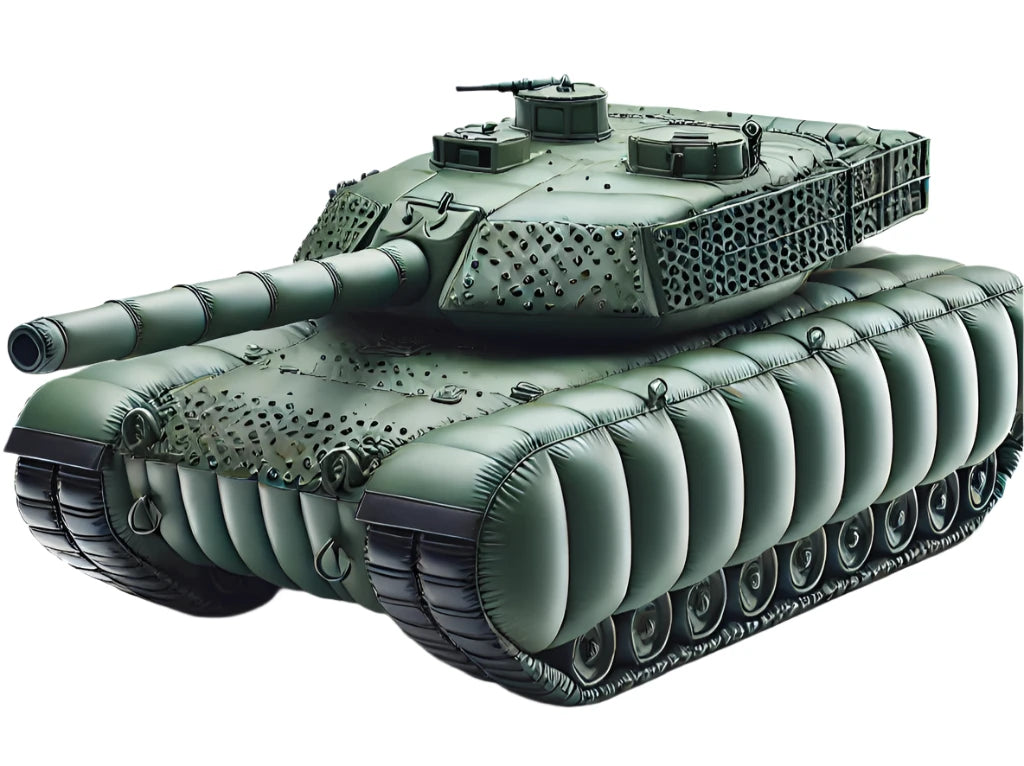 green inflatable military tank decoy