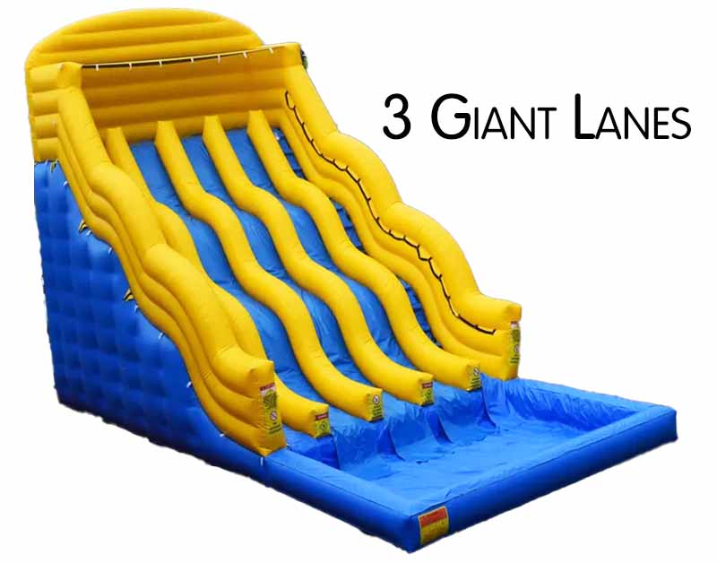 Triple Lindy Water Slide w/ Slip N Slide 28ft Tall - AZ Inflatable