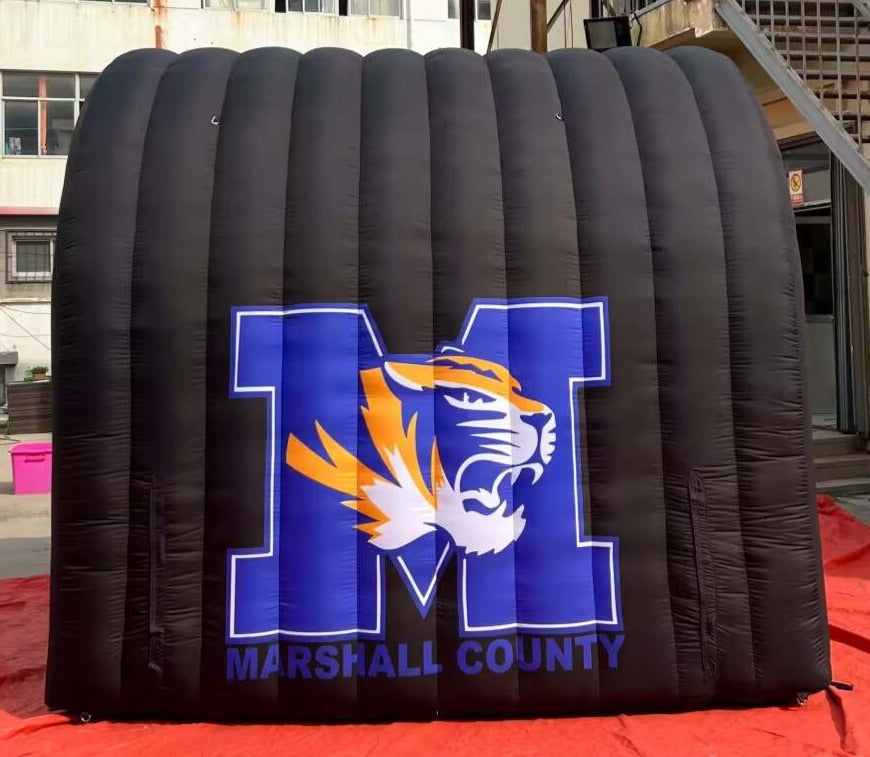 Inflatable Black Football Tunnel With Tiger Head Run Through