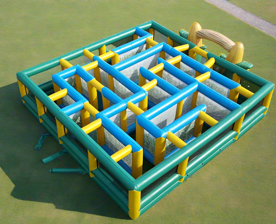 large inflatable corn maze top view