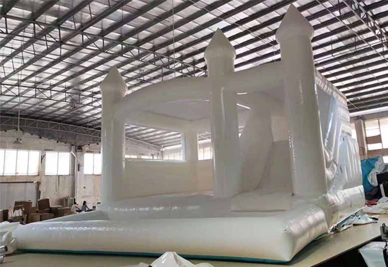 White Wedding Bounce House With Slide