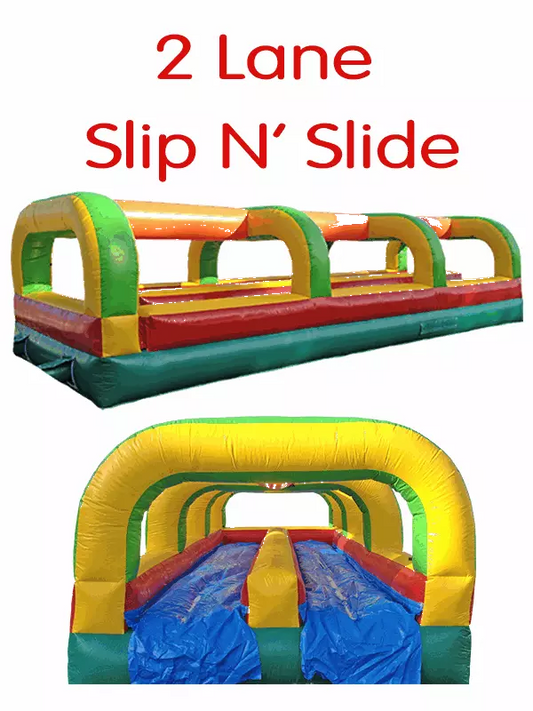 2 Lane Inflatable Slip N' Slide With Pool