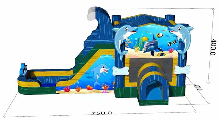 Dolphin Bounce House With Slide