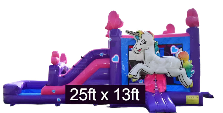 Inflatable Unicorn Bounce House With Slide - Wet or Dry