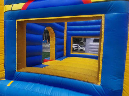 Medieval Castle Bounce House With Basketball Hoop