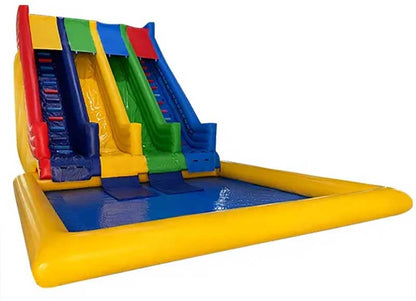 2 Lane Water Slide With Pool