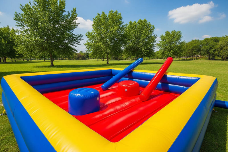 A large inflatable gladiator joust game