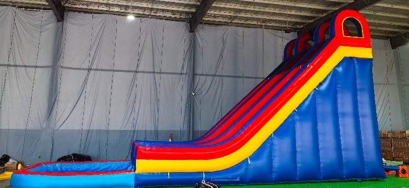 Double Lane Inflatable Water Slide With Large Pool