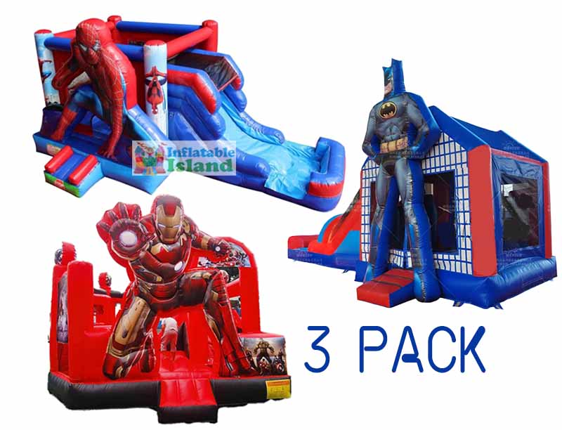 3 pack super hero bounce house package