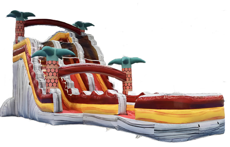Large Double Slide Tropical Inflatable Water Slide With Pool ...