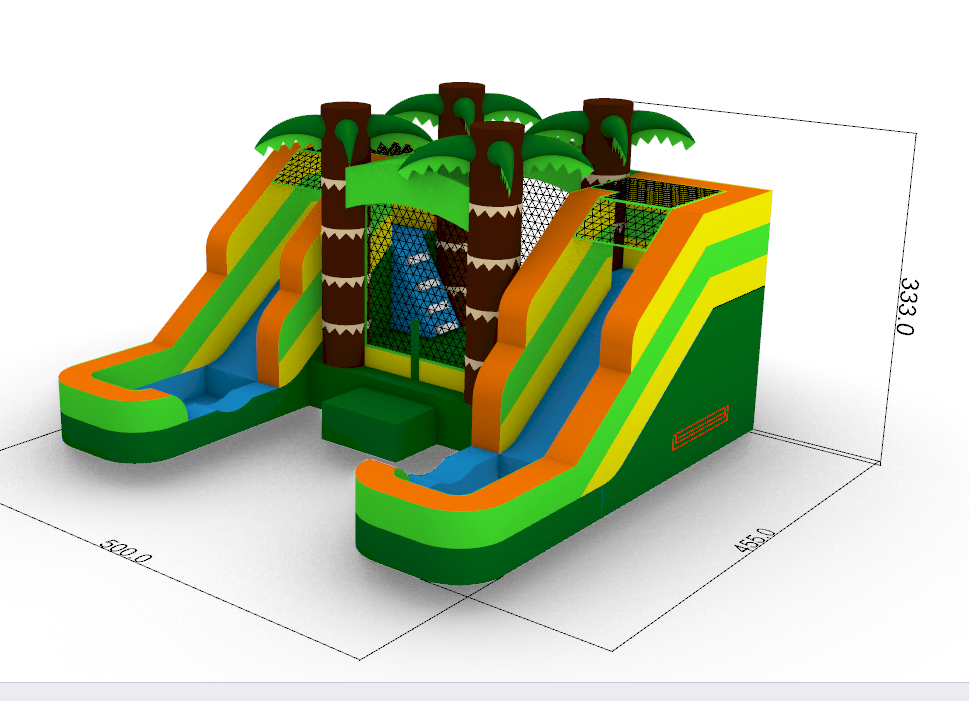Double Slide Tropical Bounce House Combo - Wet or Dry