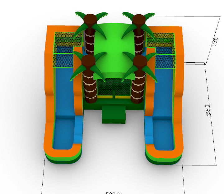 Double Slide Tropical Bounce House Combo - Wet or Dry