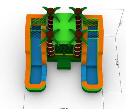 Double Slide Tropical Bounce House Combo - Wet or Dry