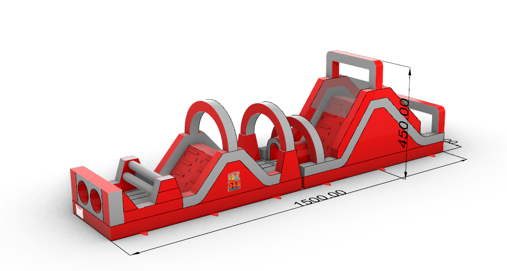 Fire Engine Red Inflatable Obstacle Course