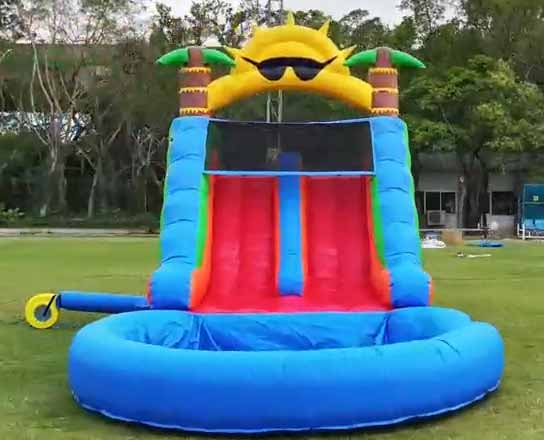 Inflatable Sun Double Slide With Pool - Wet/Dry