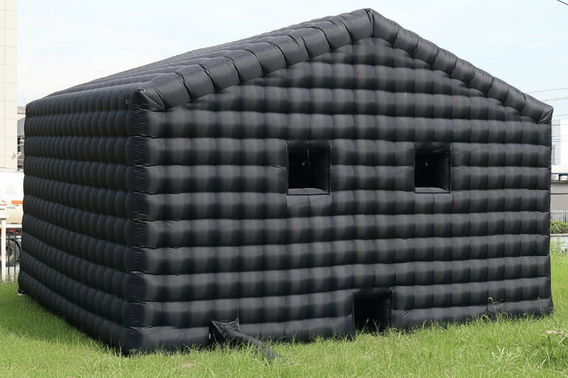 black-inflatable-nightclub-pitched-roof back view