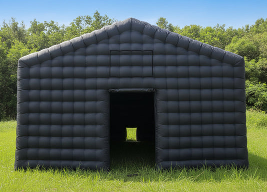 black inflatable nightclub with pitched roof