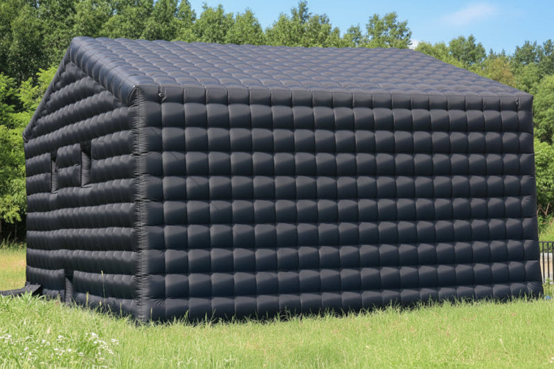 black-inflatable-nightclub-pitched-roof side view