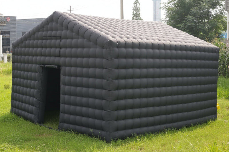 black-inflatable-nightclub-pitched-roof side view
