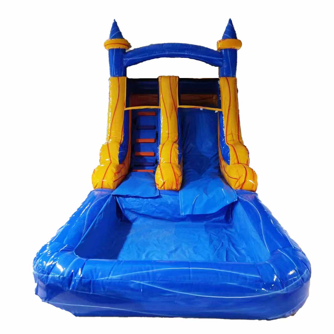 orange blue inflatable water slide for sale