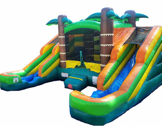 Double Slide Tropical Bounce House Combo - Wet or Dry