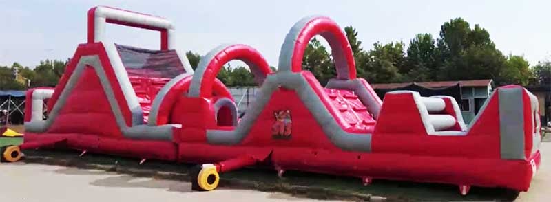 Fire Engine Red Inflatable Obstacle Course Side 2