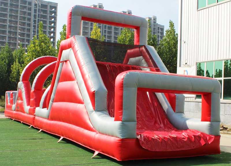 Fire Engine Red Inflatable Obstacle Course Slide