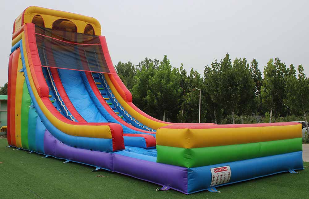 Giant Inflatable Rainbow Water Slide Front Side View