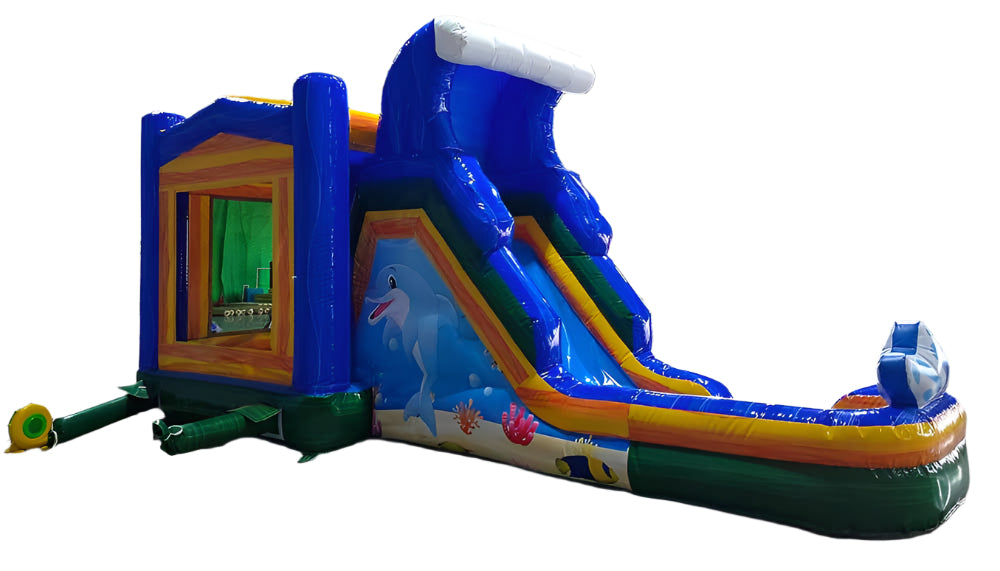 Dolphin Bounce House With Slide Side