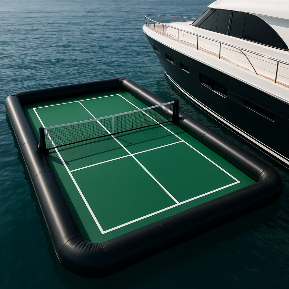 Floating Pickleball Court Next To Yacht
