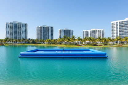 floating pickleball court on lagoon