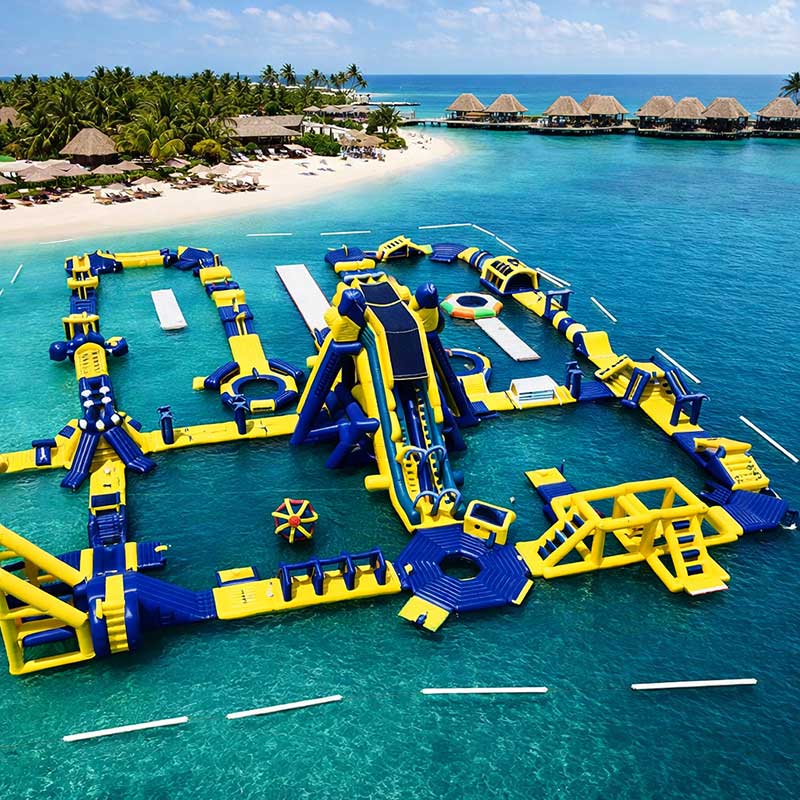 large inflatable floating water park obstacle