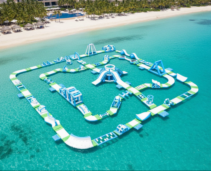 large inflatable floating water park