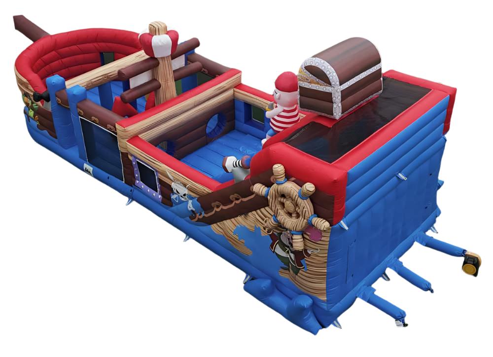 Inflatable Pirate Ship Obstacle Course Bounce House Back