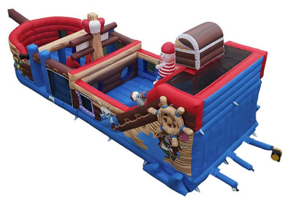 Inflatable Pirate Ship Obstacle Course Bounce House Back