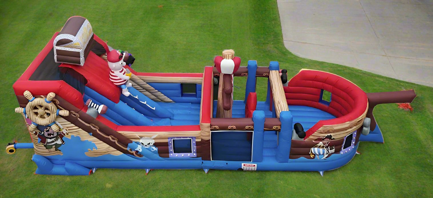 Inflatable Pirate Ship Obstacle Course Bounce House Side