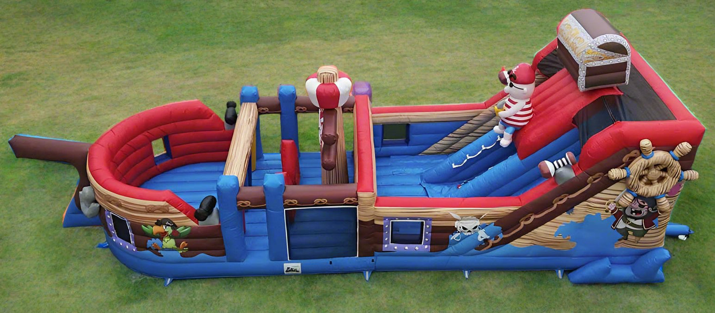 Inflatable Pirate Ship Obstacle Course Bounce House