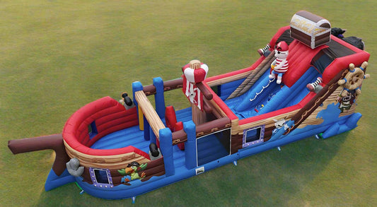 Inflatable Pirate Ship Obstacle Course Bounce House