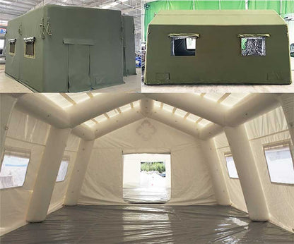 Inflatable heavy duty military tents