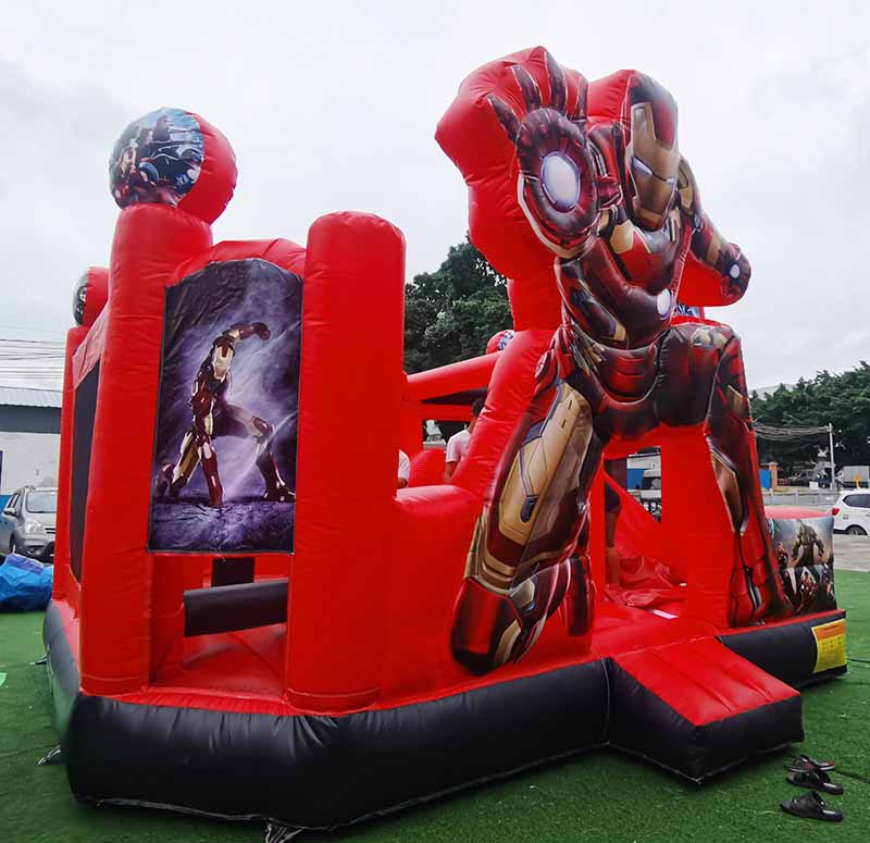 Iron Man Inflatable Course Bounce House With Slide Combo – inflatableisland.co