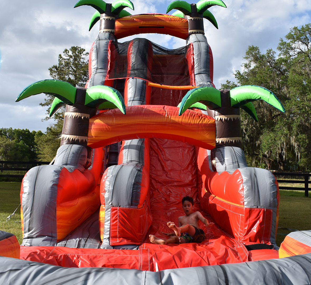 Tropical Jungle Inflatable Water Slide Front