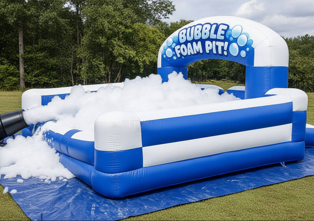 large inflatable bubble foam pit side view