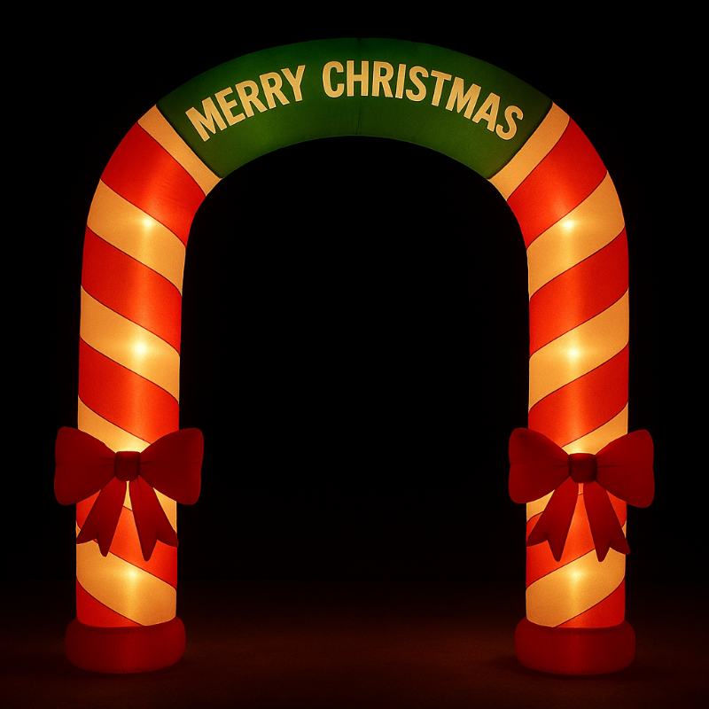 Large Inflatable Christmas Candy Cane Archway With Lights