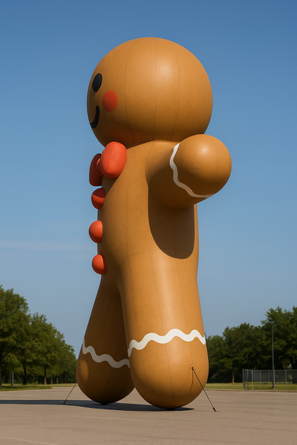 large inflatable gingerbread man side view